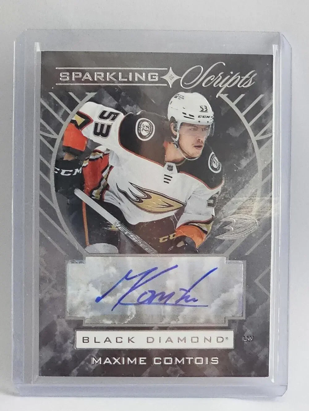 Maxime Comtois Signed Black Diamond Hockey Card - Sparkling Scripts